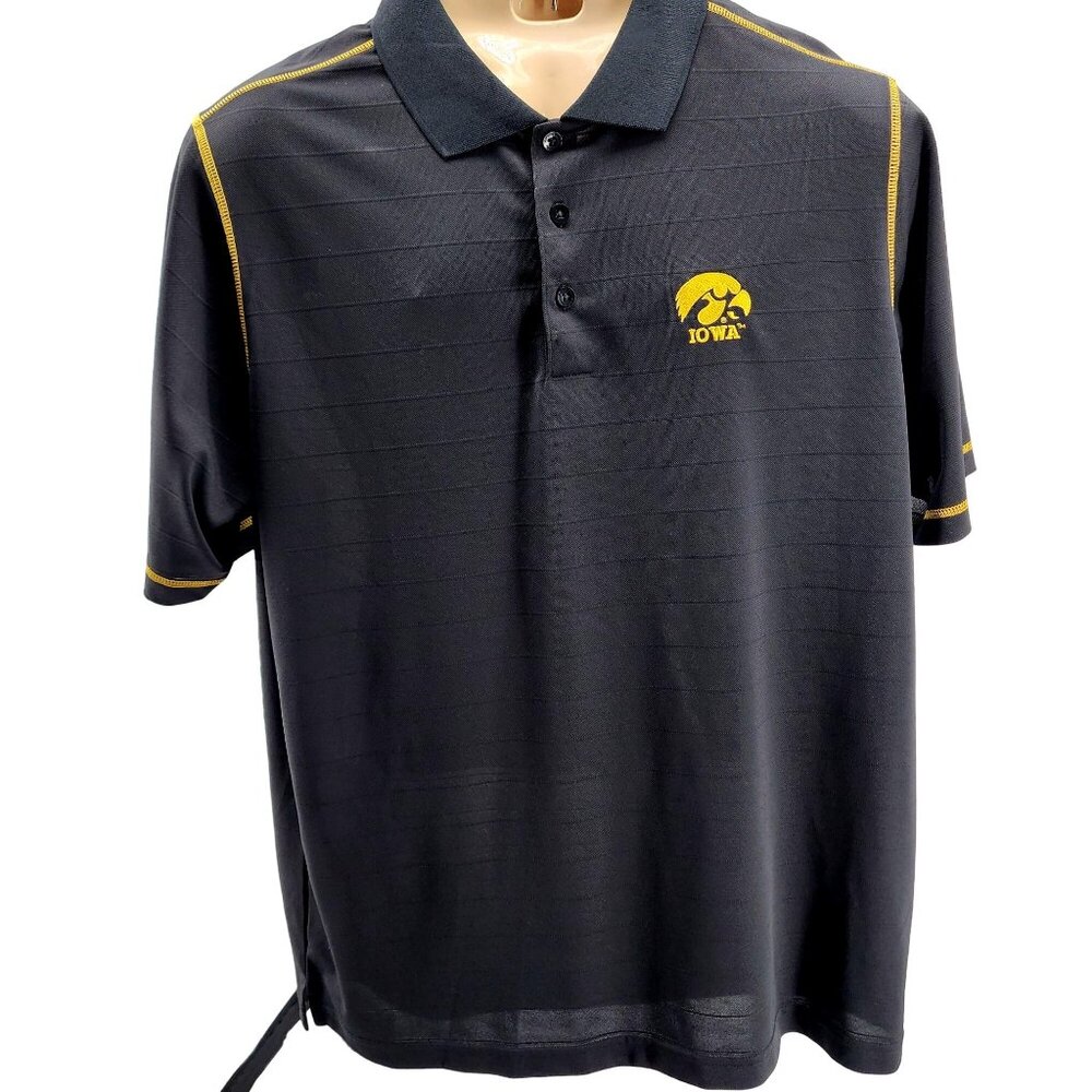 Antigua Mens Large University of Iowa Hawkeyes Black Athletic Polo Shirt